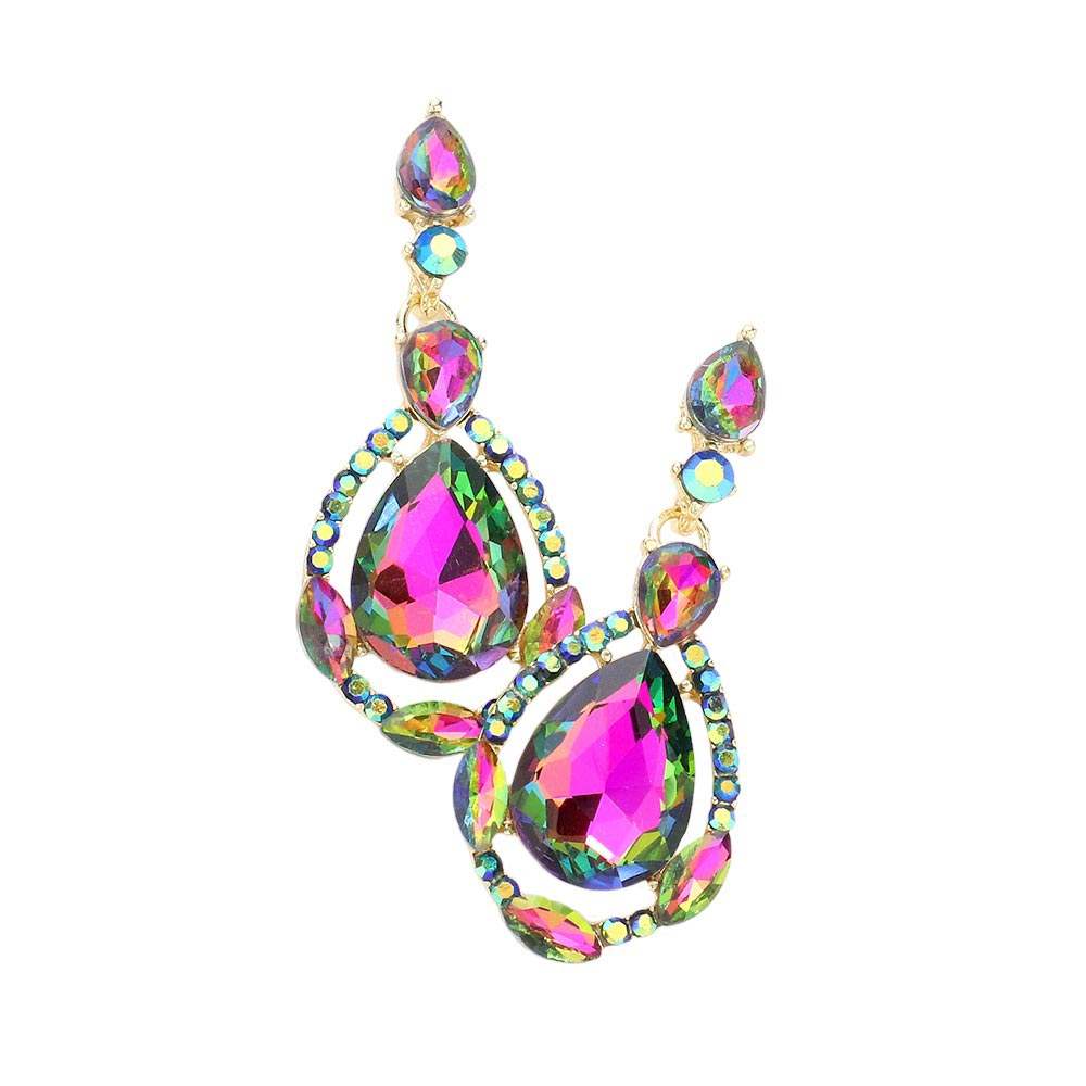 Crystal Rhinestone Teardrop Evening Earrings - Madeline Love - Flyclothing LLC