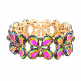 Floral Teardrop Glass Crystal Stretch Evening Bracelet - Madeline Love - Flyclothing LLC