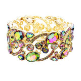 Glass Crystal Oval Butterfly Stretch Evening Bracelets - Madeline Love - Flyclothing LLC