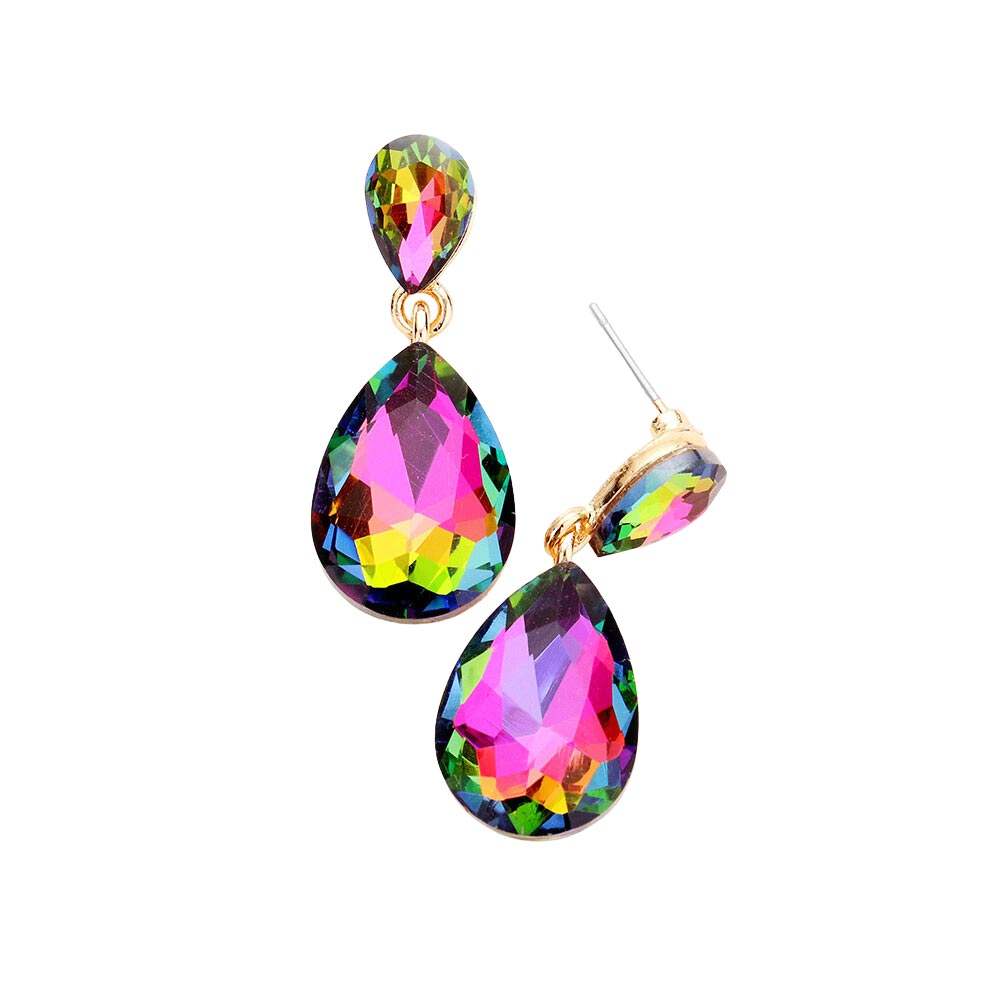 Glass Crystal Teardrop Dangle Earrings - Madeline Love - Flyclothing LLC