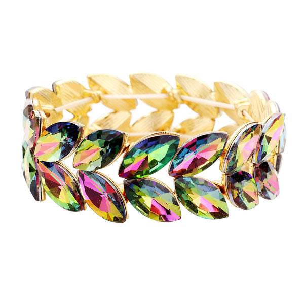 Marquise Glass Crystal Stretch Evening Bracelet - Madeline Love - Flyclothing LLC