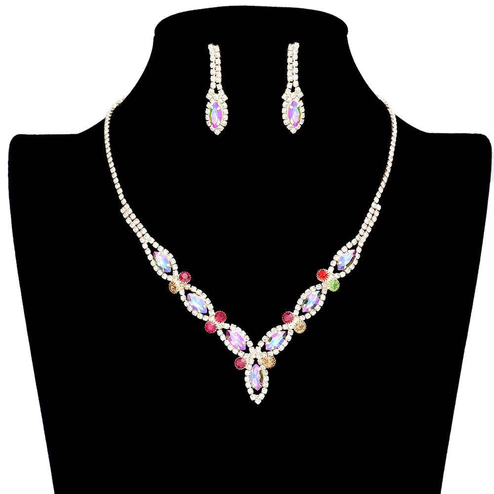 Marquise Stone Accented Rhinestone Necklace - Madeline Love - Flyclothing LLC