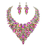 Marquise Stone Cluster Statement Evening Necklace - Madeline Love - Flyclothing LLC