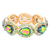 Pave Teardrop Trim Glass Crystal Stretch Evening Bracelet - Madeline Love - Flyclothing LLC