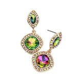 Rhinestone Marquise Square Stone Dangle Evening Earrings - Madeline Love - Flyclothing LLC