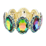 Rhinestone Trim Oval Crystal Stretch Evening Bracelet - Madeline Love - Flyclothing LLC