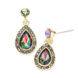 Rhinestone Trim Teardrop Stone Dangle Evening Earrings - Madeline Love - Flyclothing LLC