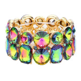 Round Emerald Cut Stone Stretch Evening Bracelet - Madeline Love - Flyclothing LLC