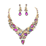Round Teardrop Stone Accented Evening Necklace - Madeline Love - Flyclothing LLC