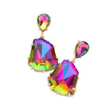 Teardrop Angled Stone Link Dangle Evening Earrings - Madeline Love - Flyclothing LLC