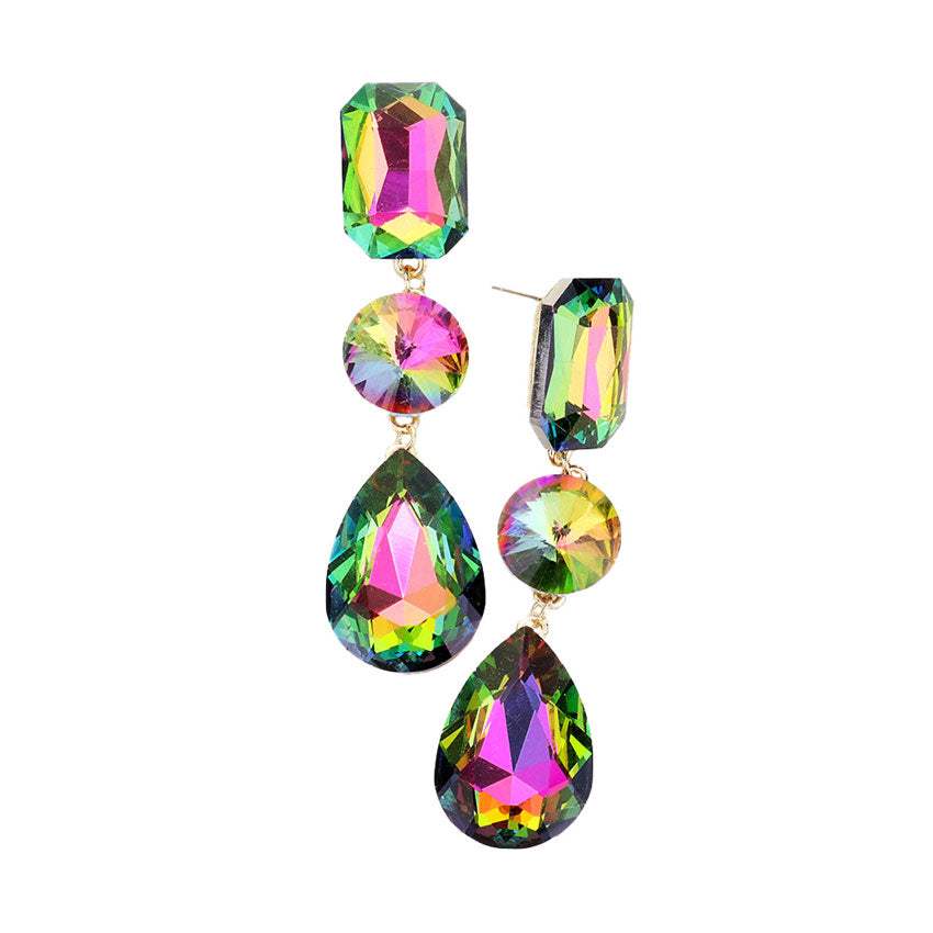 Triple Crystal Rhinestone Evening Earrings - Madeline Love - Flyclothing LLC