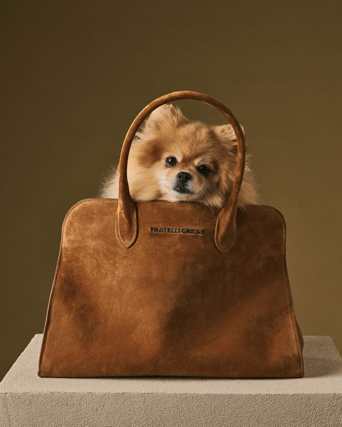 Viviana (cognac) - Italian suede leather women’s handbag