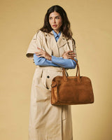 Viviana (cognac) - Italian suede leather women’s handbag