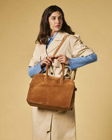 Viviana (cognac) - Italian suede leather women’s handbag