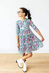 Vivid Garden 3/4 Sleeve Pocket Twirl Dress - Mila & Rose ® - Flyclothing LLC