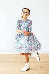 Vivid Garden 3/4 Sleeve Pocket Twirl Dress - Mila & Rose ® - Flyclothing LLC