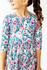 Vivid Garden 3/4 Sleeve Pocket Twirl Dress - Mila & Rose ® - Flyclothing LLC