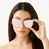Vixen - Rosegold Frame Rosegold Lens Metal Cateye Sunglasses - TopFoxx - Flyclothing LLC