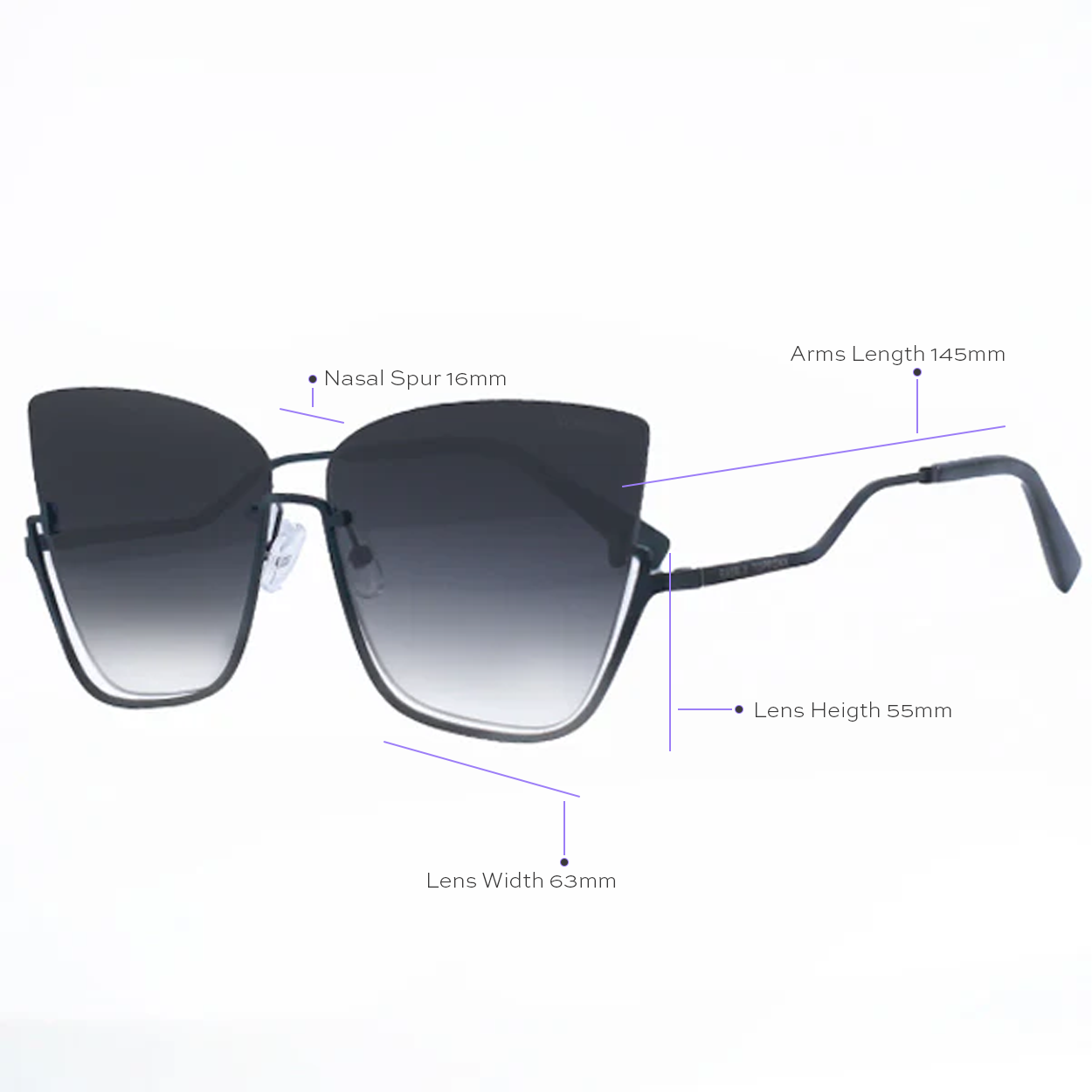 Vixen - Black Lens Black Frame Metal Cateye Sunglasses - TopFoxx - Flyclothing LLC