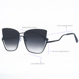 Vixen - Black Lens Black Frame Metal Cateye Sunglasses - TopFoxx - Flyclothing LLC