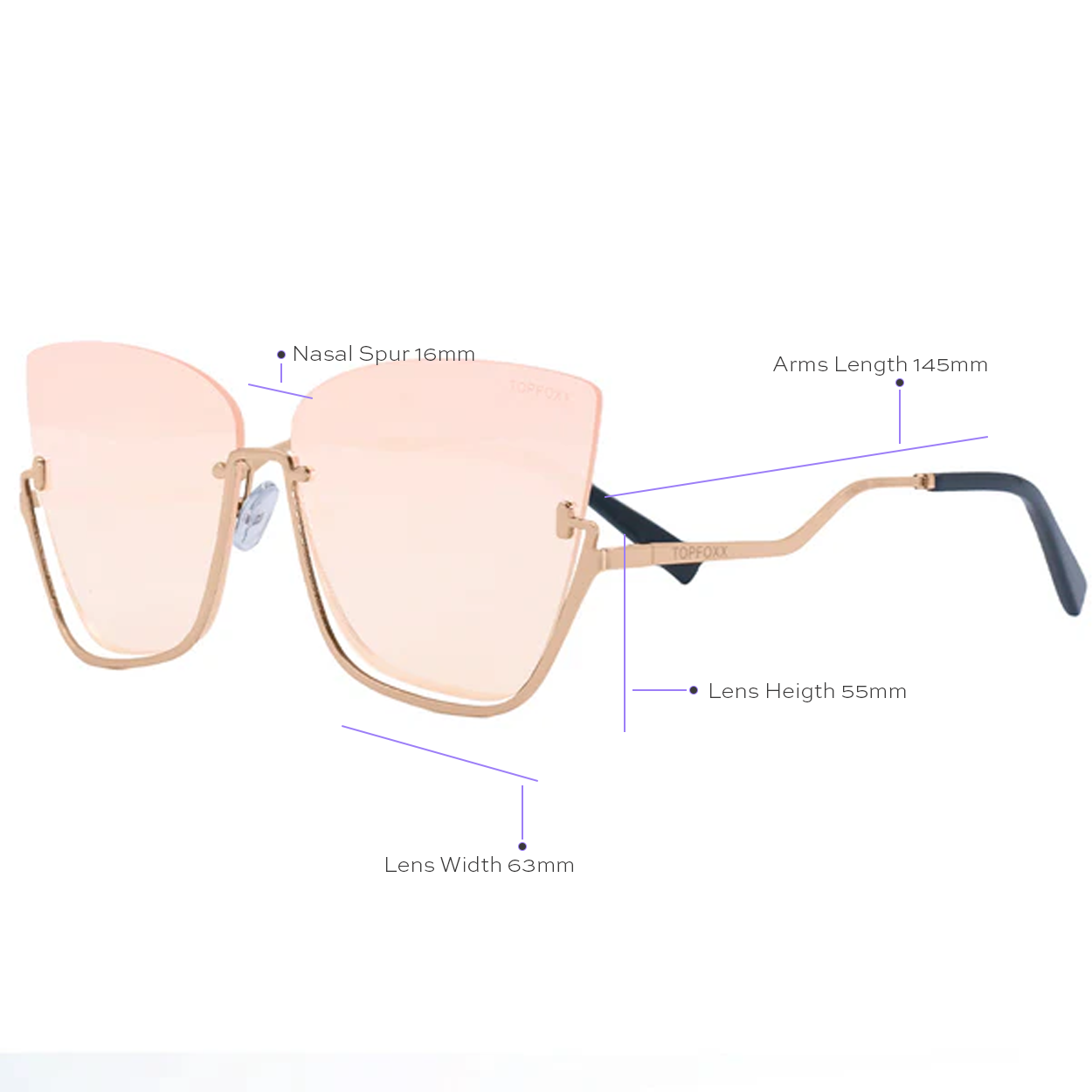 Vixen - Rosegold Frame Rosegold Lens Metal Cateye Sunglasses - TopFoxx - Flyclothing LLC