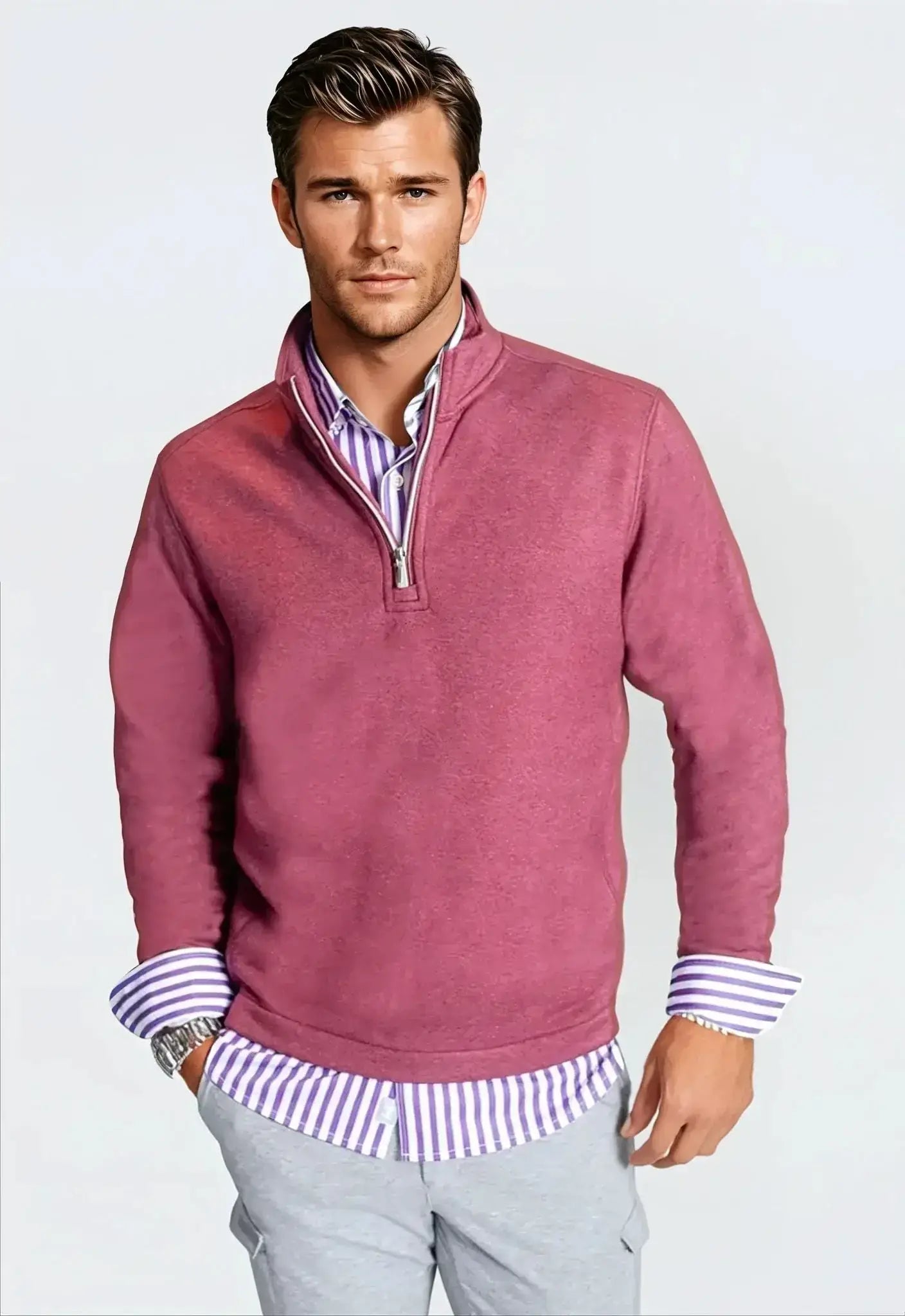 Voey Quarter Zip Sweatshirt - Wine - Buki - Flyclothing LLC