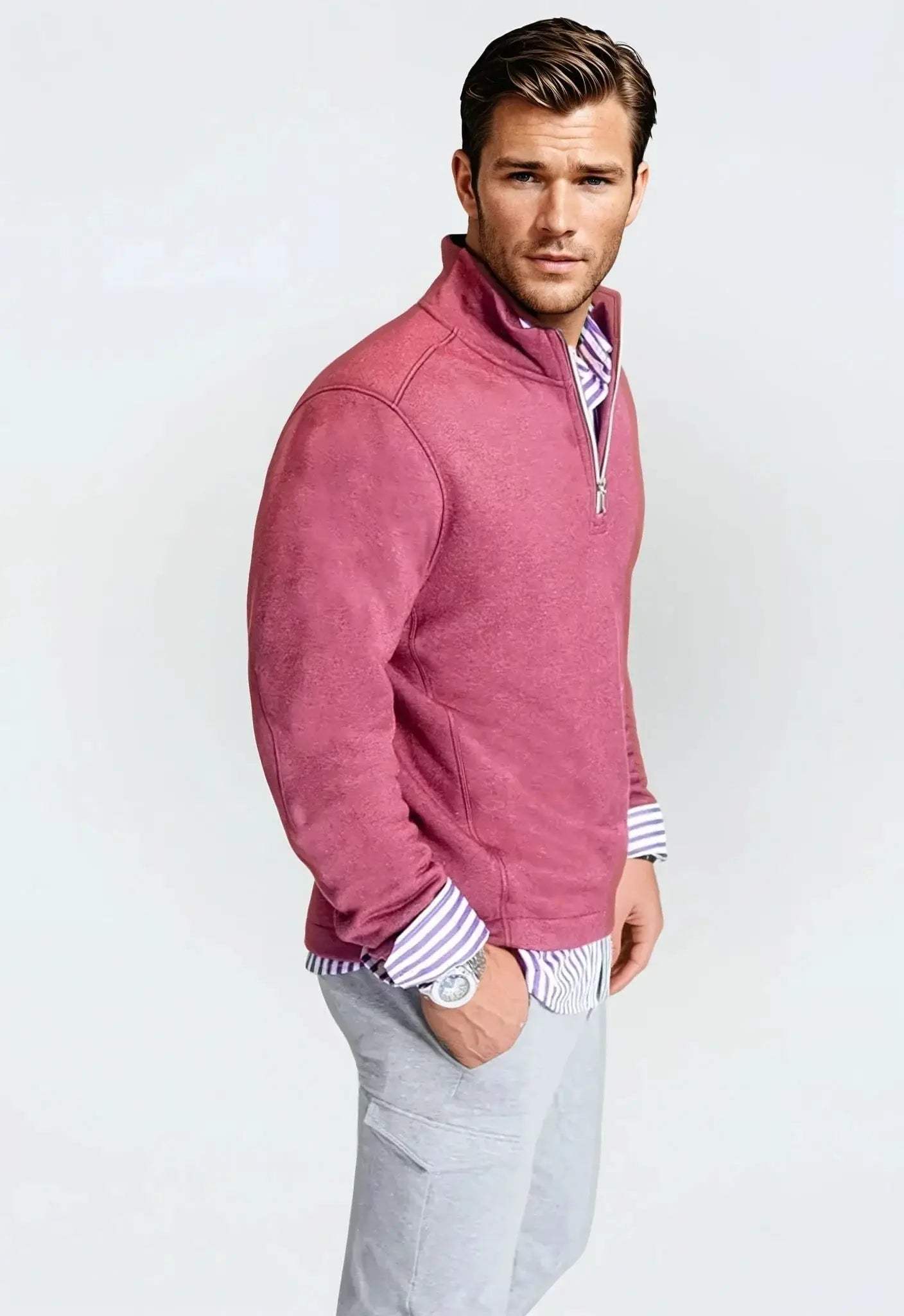 Voey Quarter Zip Sweatshirt - Wine - Buki - Flyclothing LLC