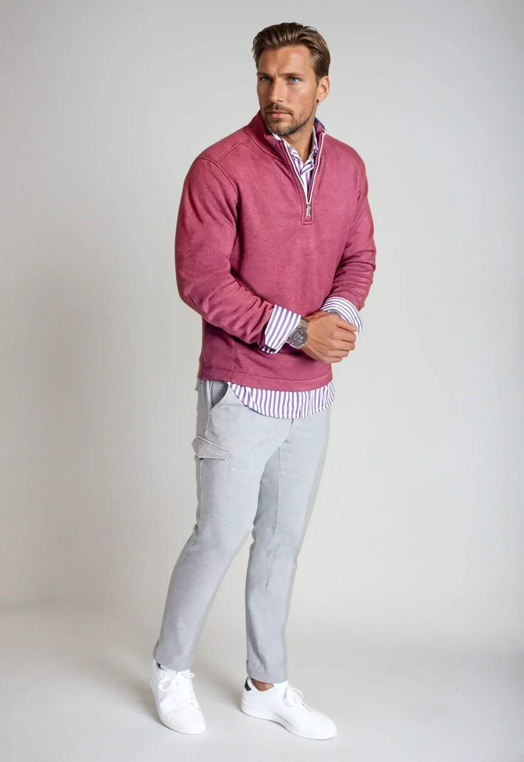 Voey Quarter Zip Sweatshirt - Wine - Buki - Flyclothing LLC