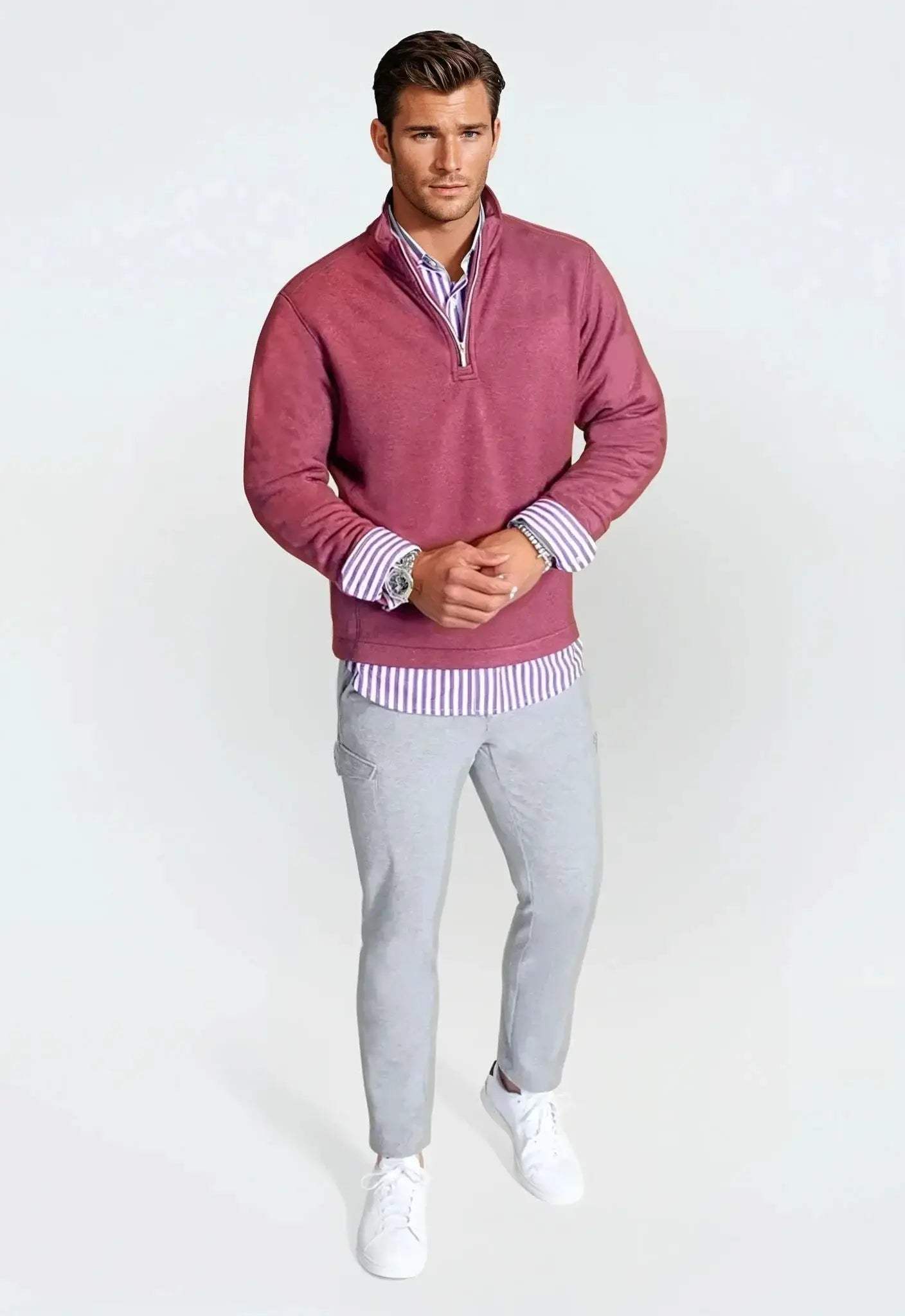 Voey Quarter Zip Sweatshirt - Wine - Buki - Flyclothing LLC