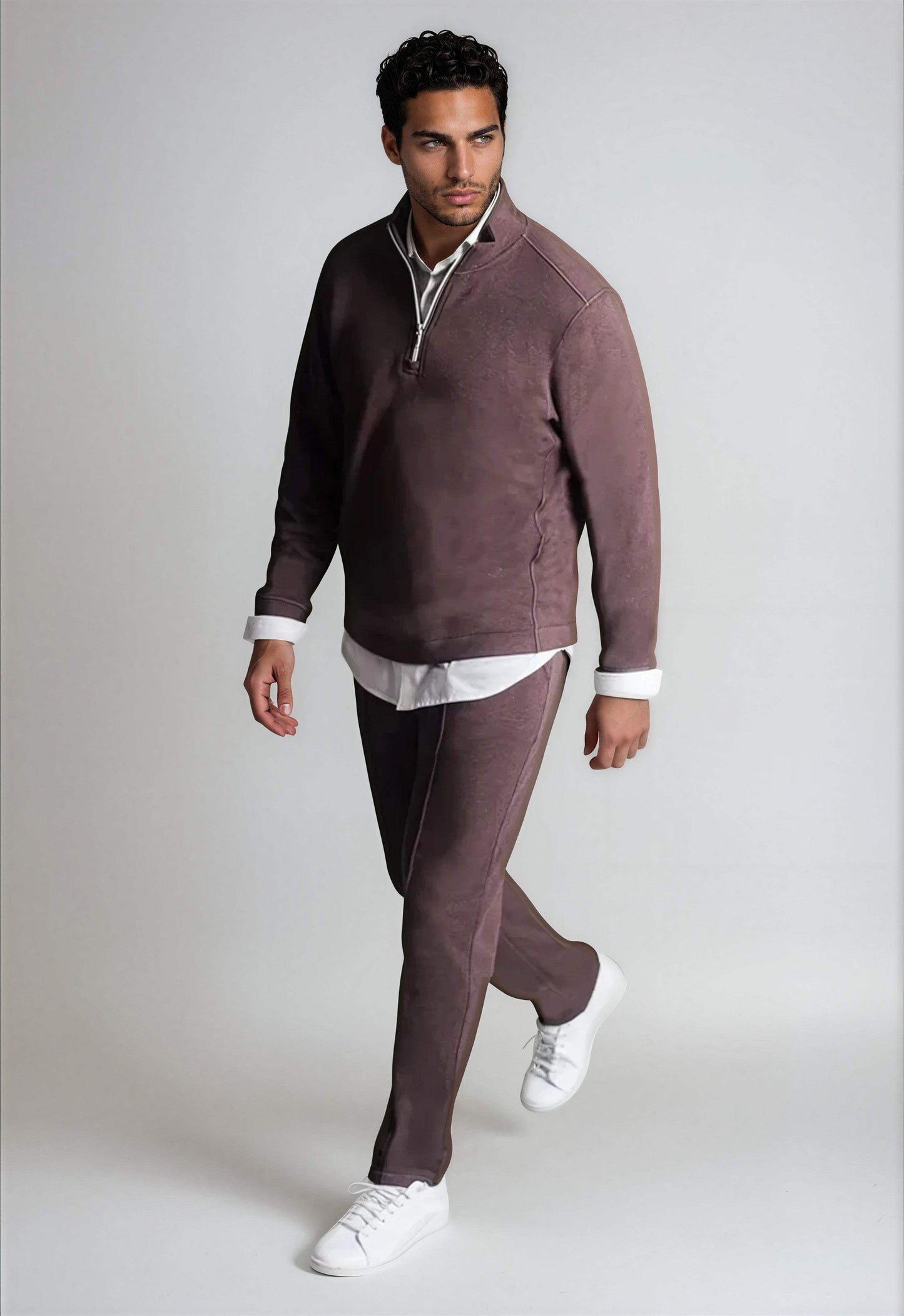 Voey Quarter Zip Sweatshirt - Espresso - Buki - Flyclothing LLC