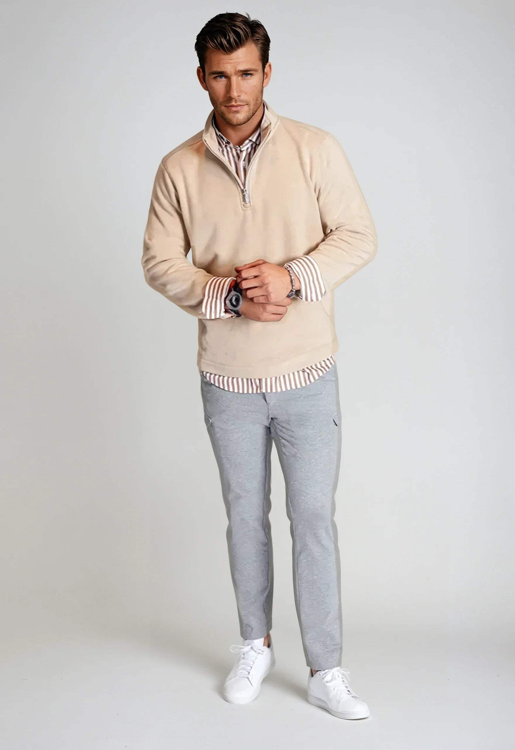 Voey Quarter Zip Sweatshirt - Camel - Buki - Flyclothing LLC
