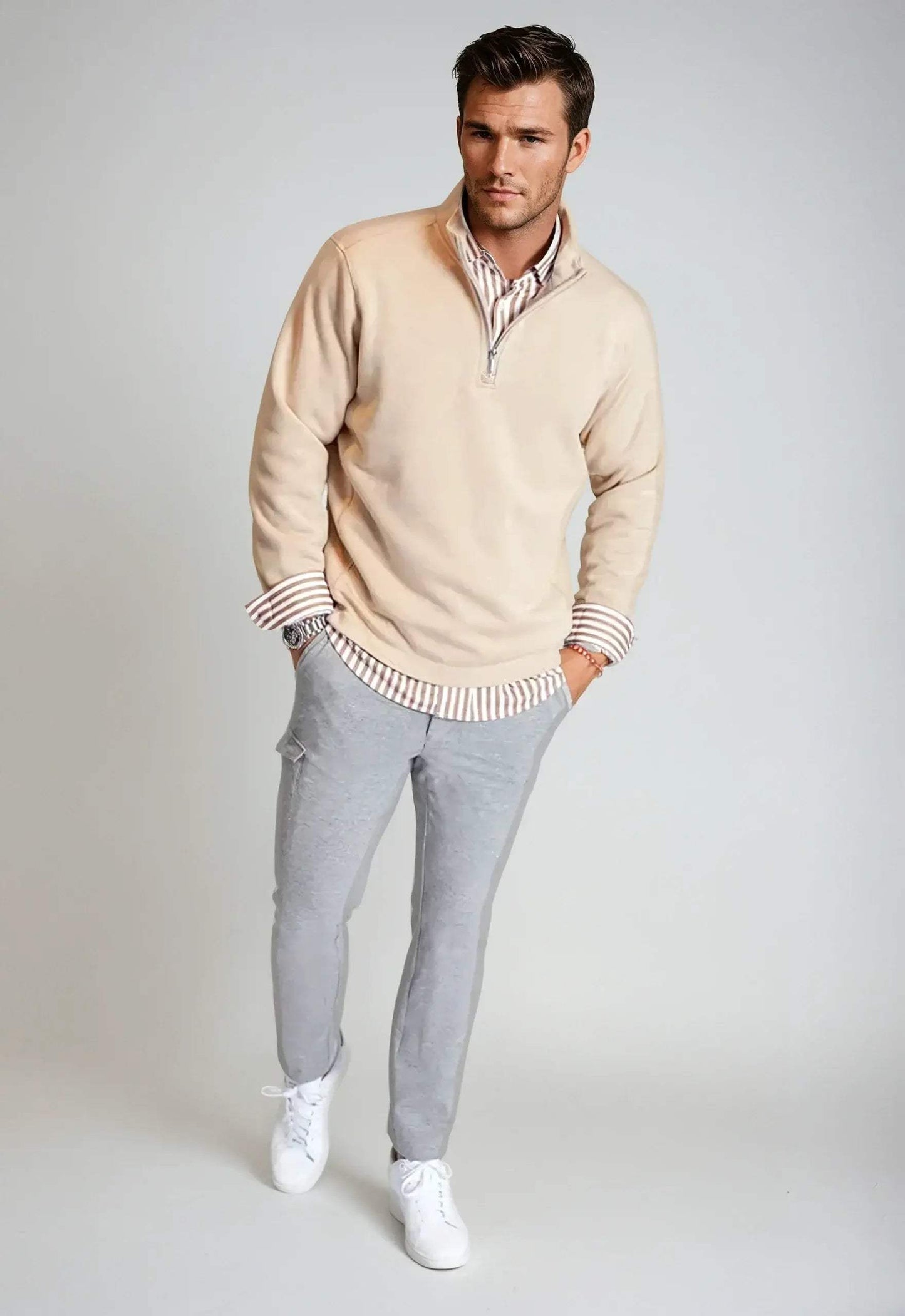 Voey Quarter Zip Sweatshirt - Camel - Buki - Flyclothing LLC