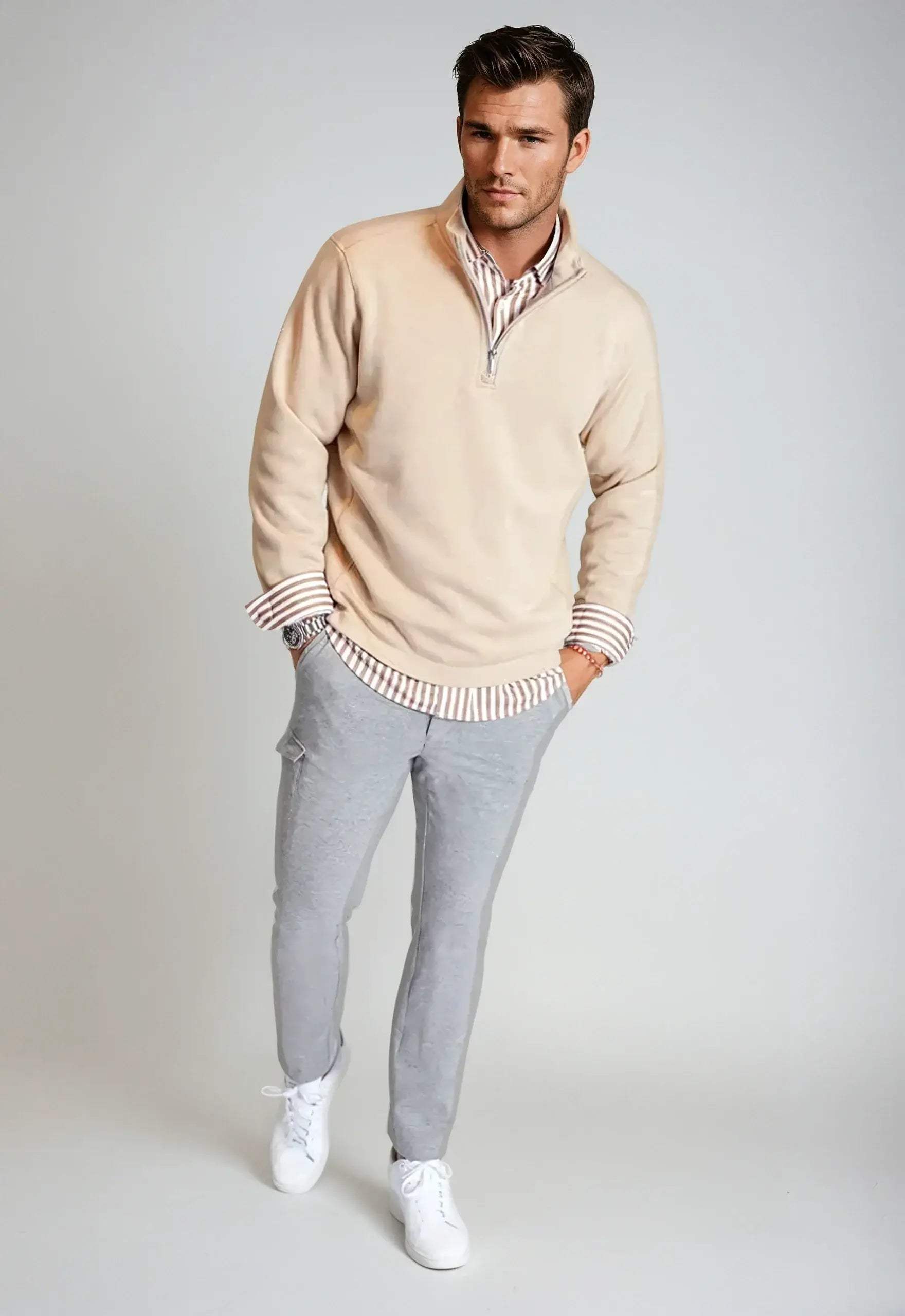 Voey Quarter Zip Sweatshirt - Camel - Buki - Flyclothing LLC