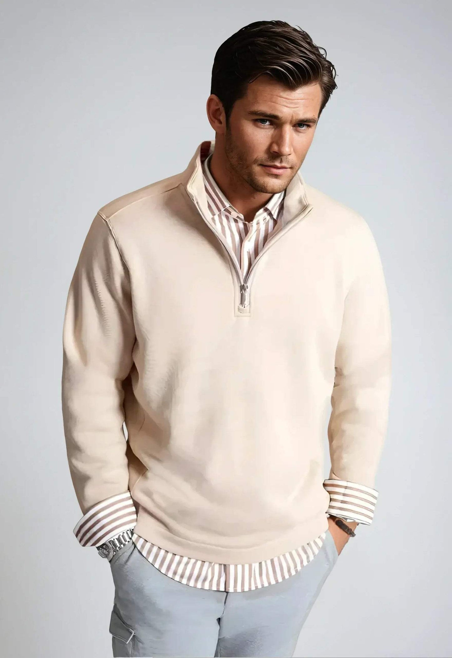 Voey Quarter Zip Sweatshirt - Camel - Buki - Flyclothing LLC