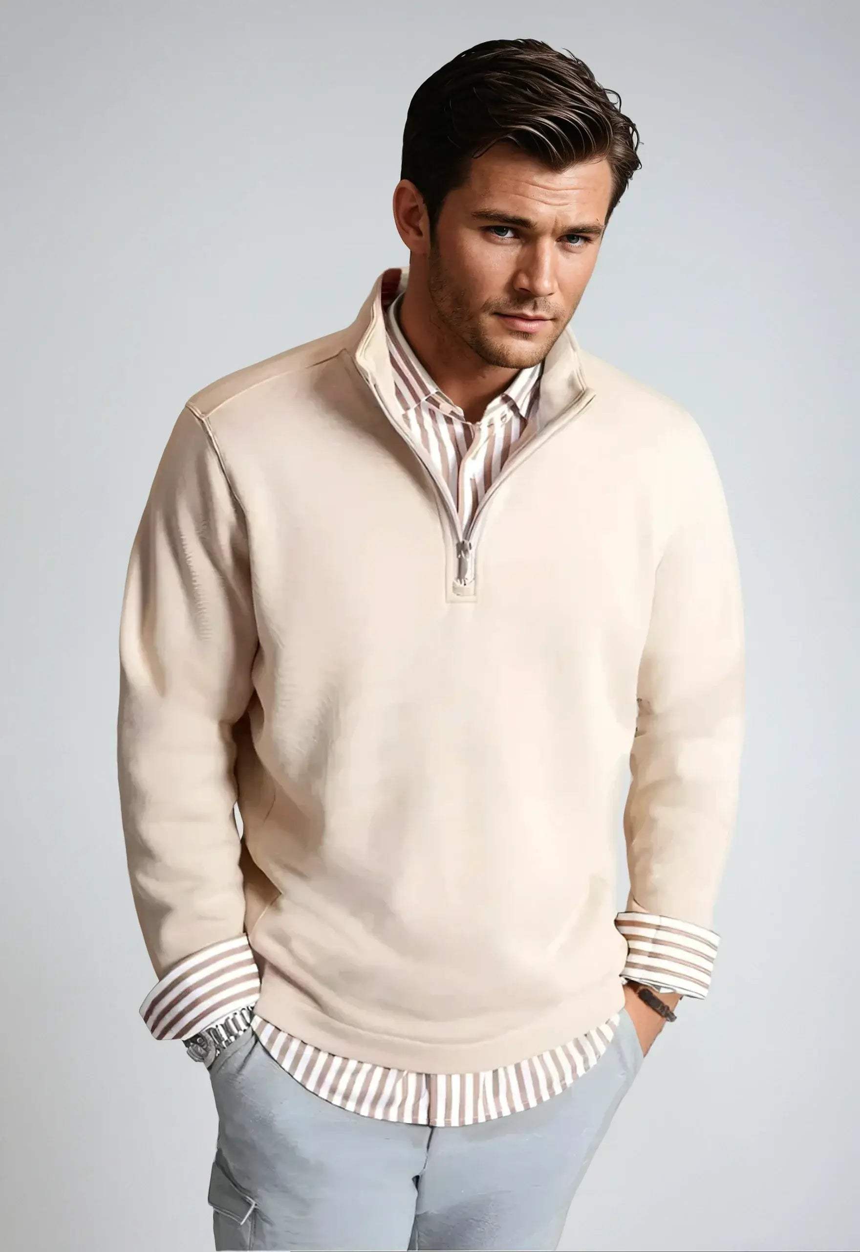 Voey Quarter Zip Sweatshirt - Camel - Buki - Flyclothing LLC