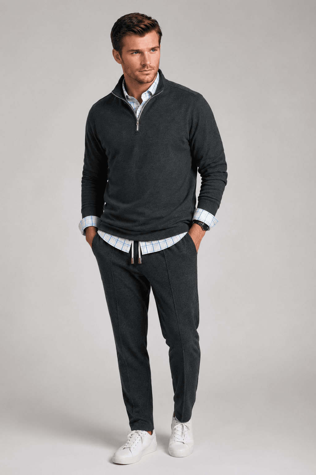 Voey Quarter Zip Sweatshirt - Charcoal Gray - Buki - Flyclothing LLC