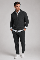 Voey Quarter Zip Sweatshirt - Charcoal Gray - Buki - Flyclothing LLC