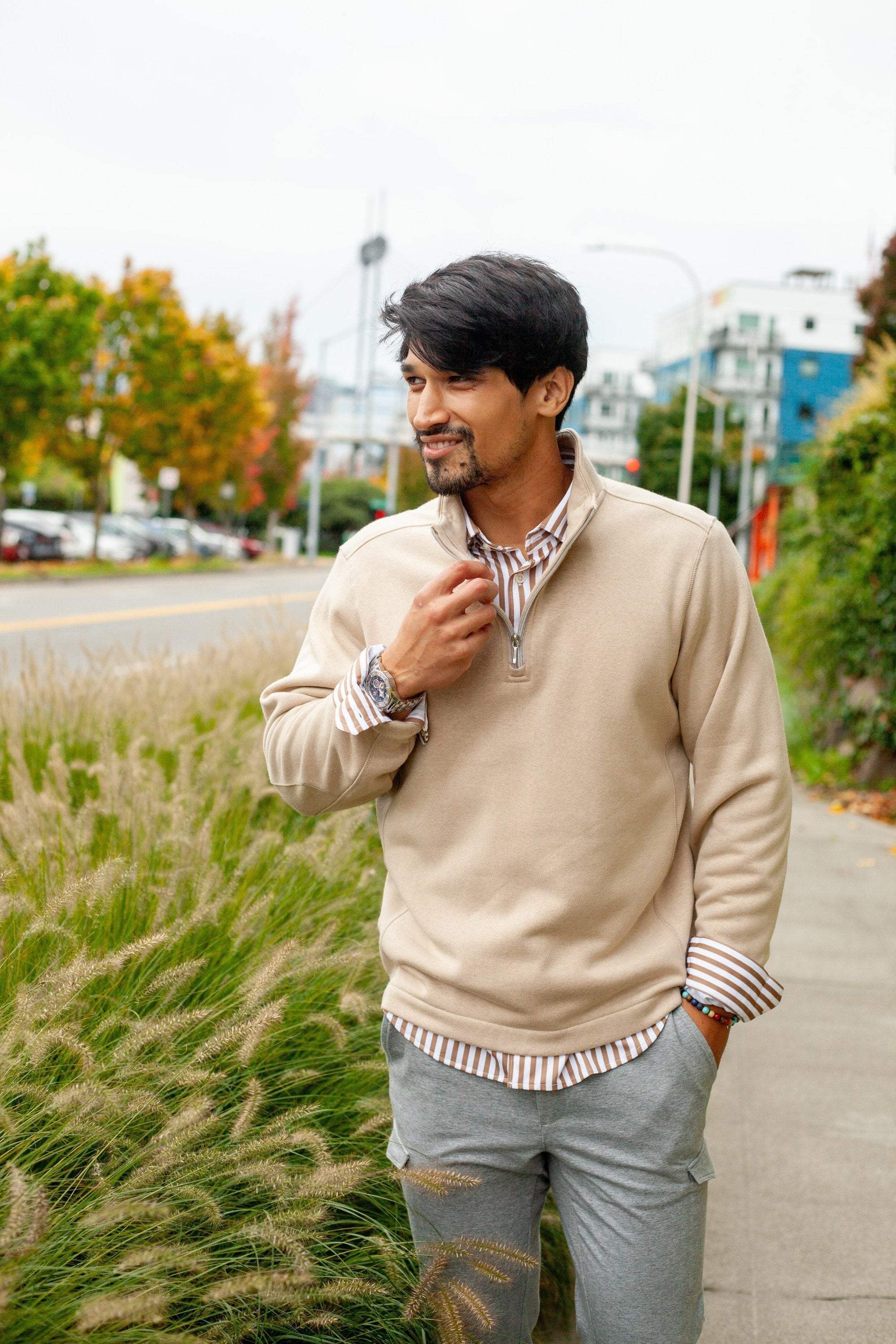 Voey Quarter Zip Sweatshirt - Camel - Buki - Flyclothing LLC