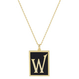 Gold Dipped Enamel Rectangle Monogram Pendant Necklace - Madeline Love - Flyclothing LLC