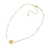 Faceted Bead Trimmed Smile Accented Necklace - Madeline Love - Flyclothing LLC