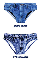 The Daytona Dong Sarong | Denim Print Swim Brief - Shinesty