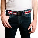 Web Belt Blank Black Buckle - American Flag Vivid CLOSE-UP Webbing - Buckle-Down - Flyclothing LLC