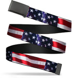 Web Belt Blank Black Buckle - American Flag Vivid CLOSE-UP Webbing - Buckle-Down - Flyclothing LLC