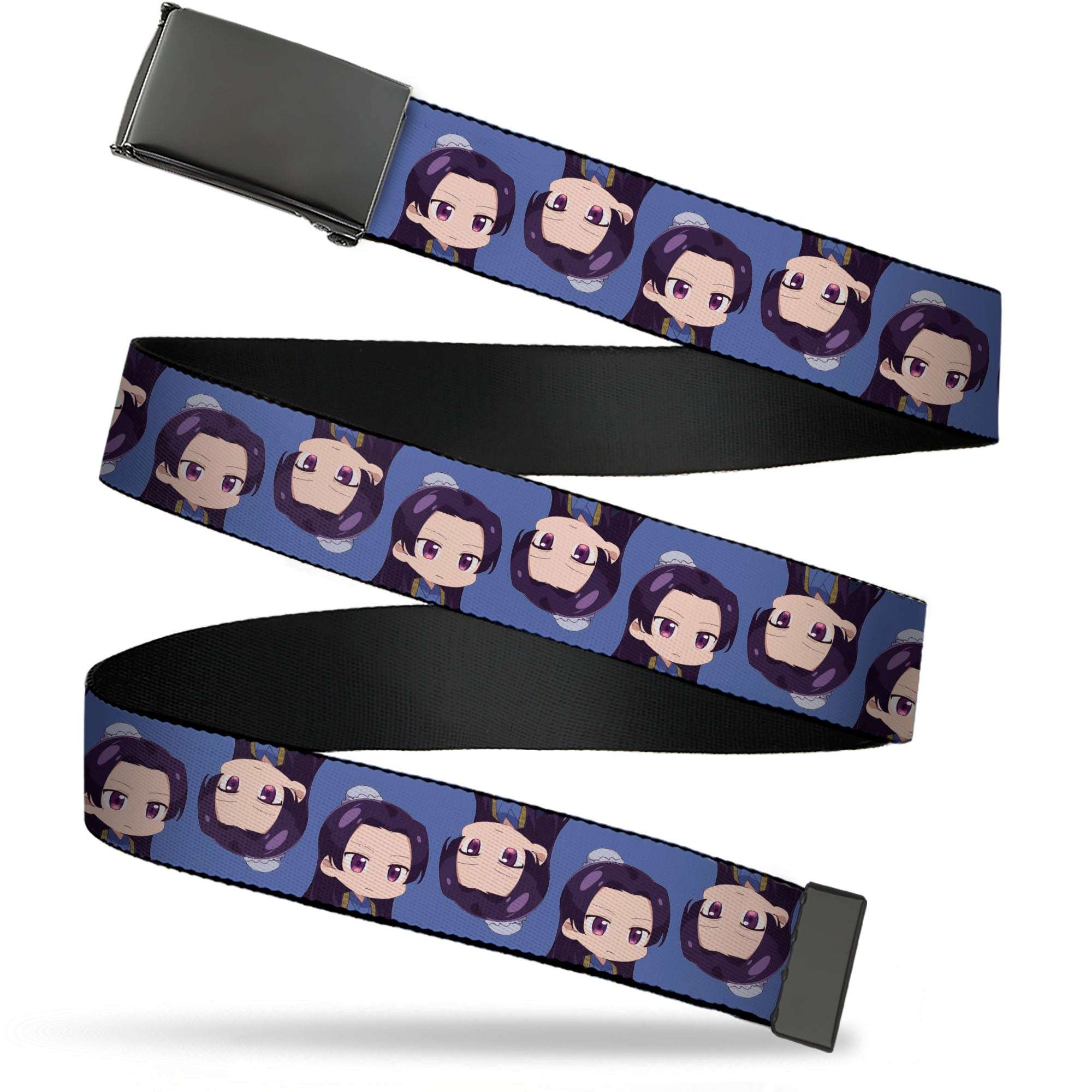 Web Belt Blank Black Buckle - The Apothecary Diaries Chibi Jinshi Flip Pose Blue Webbing