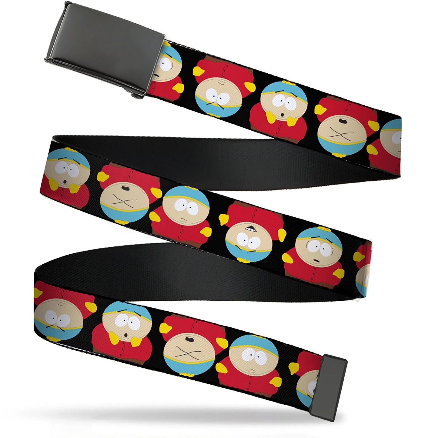 Web Belt Blank Black Buckle - South Park Cartman Flip Poses Black Webbing - Buckle-Down - Flyclothing LLC