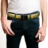 Web Belt Blank Black Buckle - SOUTH PARK ELEMENTARY School Bus Characters Pose Yellow Webbing - Buckle-Down - Flyclothing LLC