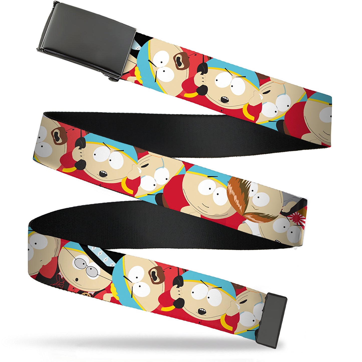 Web Belt Blank Black Buckle - South Park Cartman Expressions Stacked Webbing