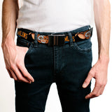 Web Belt Blank Black Buckle - GREMLINS 1984 Gizmo Face Close-Up Black Webbing