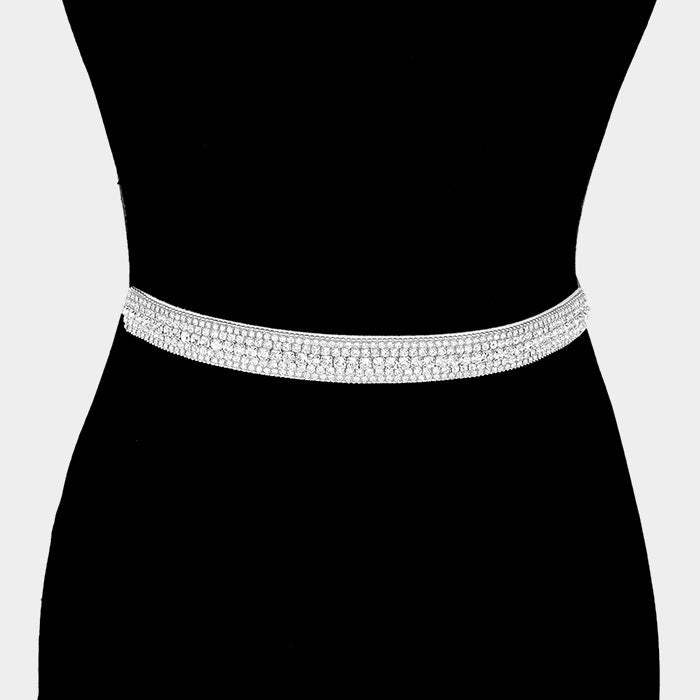 Crystal rhinestone sash ribbon bridal wedding belt / headband - Madeline Love - Flyclothing LLC