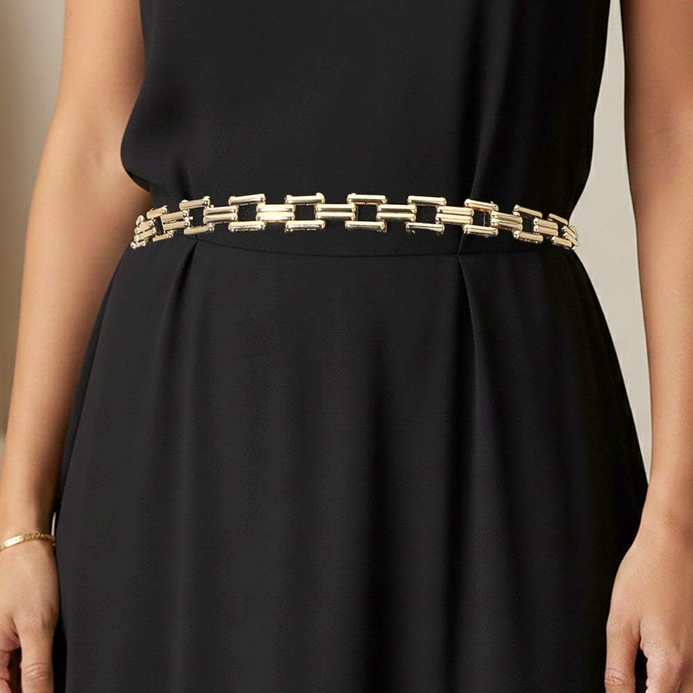 Geometric Square Link Chain Waist Belt - Madeline Love - Flyclothing LLC